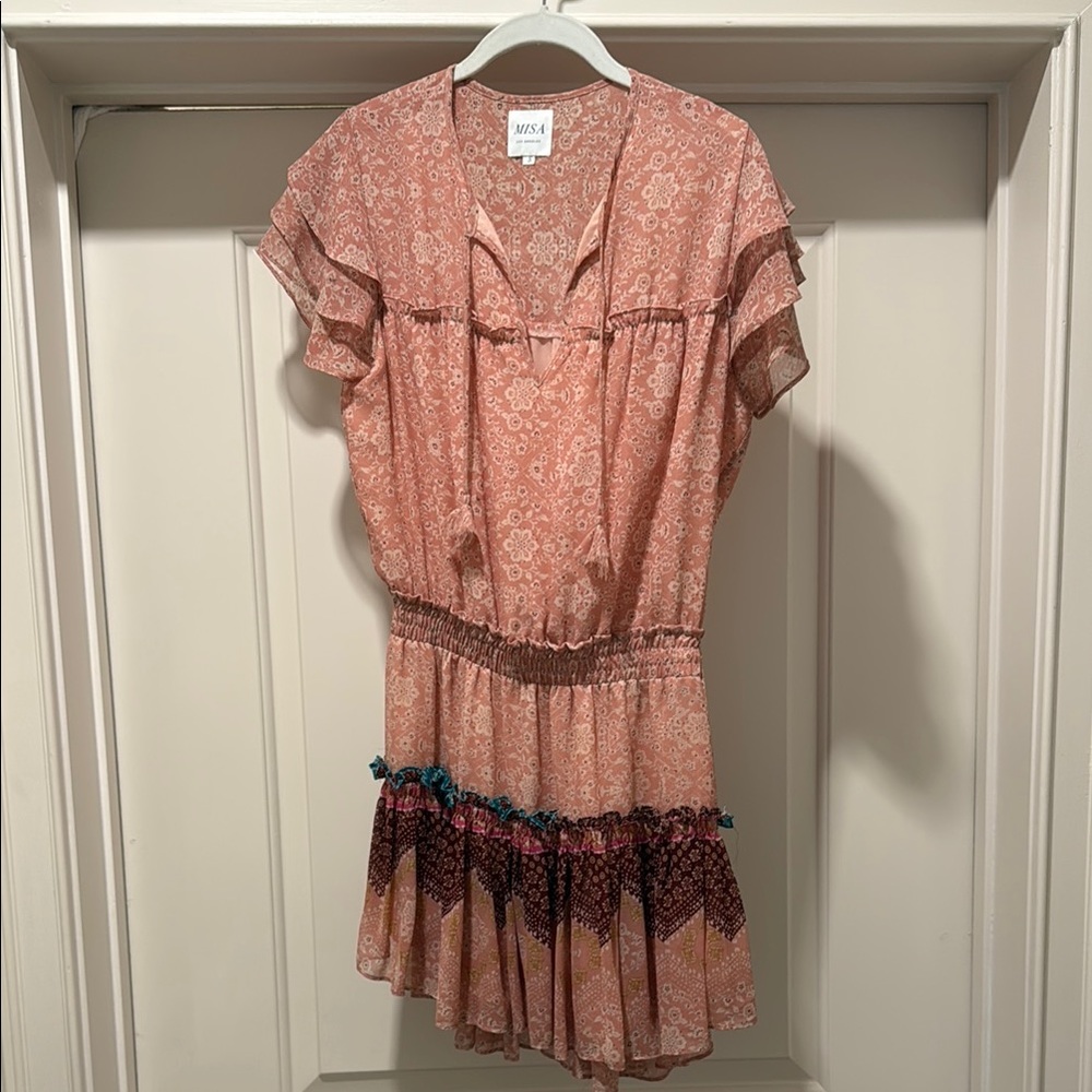 Misa Los Angeles Pink Floral Mini Dress